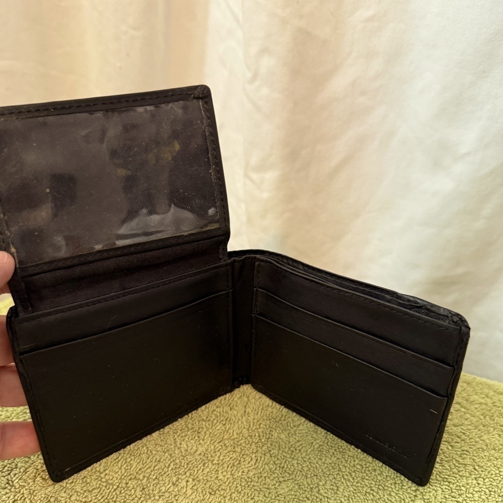 Black Leather Bifold Mens Wallet ~ Super Soft and Thin